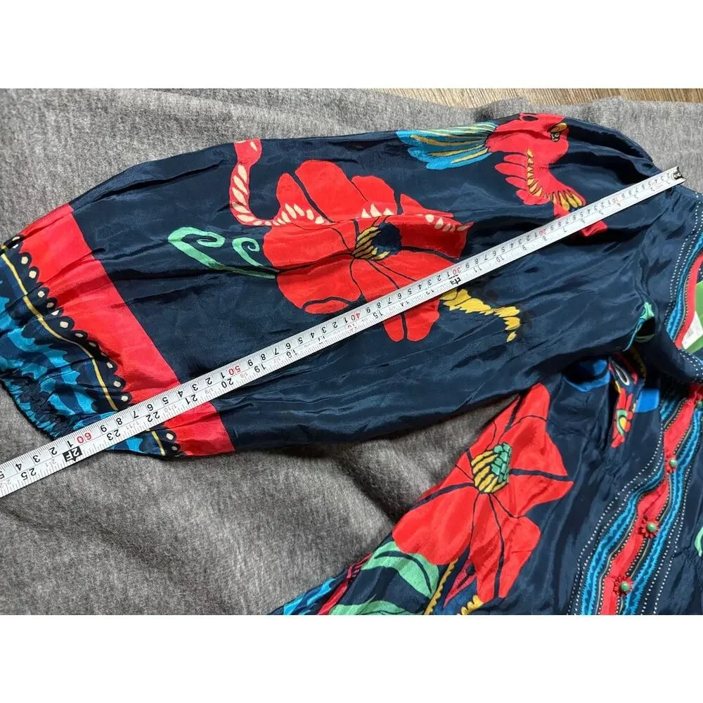 NWT FARM Rio Blue Vintage Forest Dress Printed Blue Silky Viscose Size XL - Picture 16 of 16